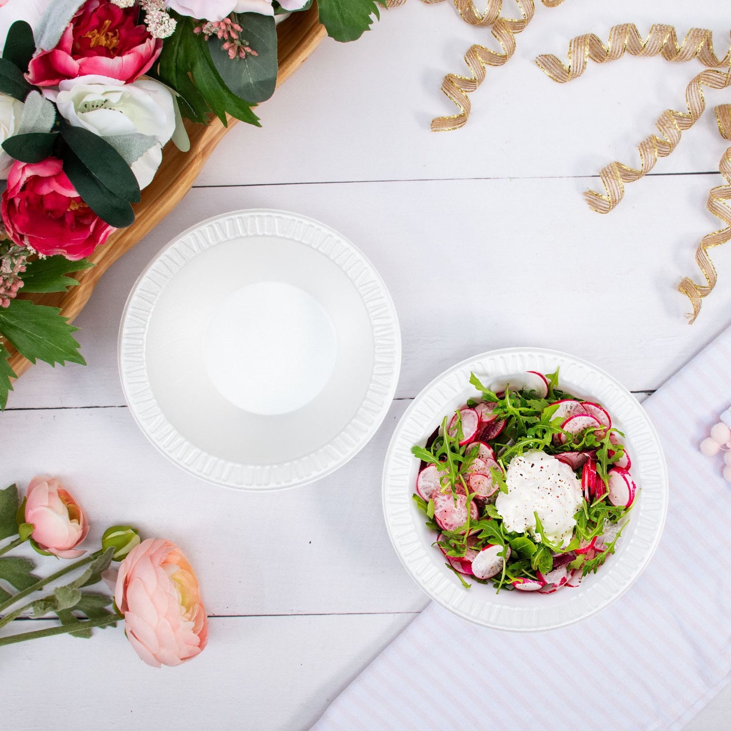 White Non-Laminated Concorde Round Foam Bowl 10-12 oz (1000) | Dart 12BWWCR