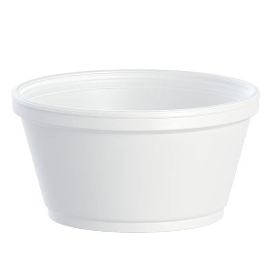Insulated Foam Food Cup 8 oz 1000 Count - Squat White, Disposable | Dart 8SJ20