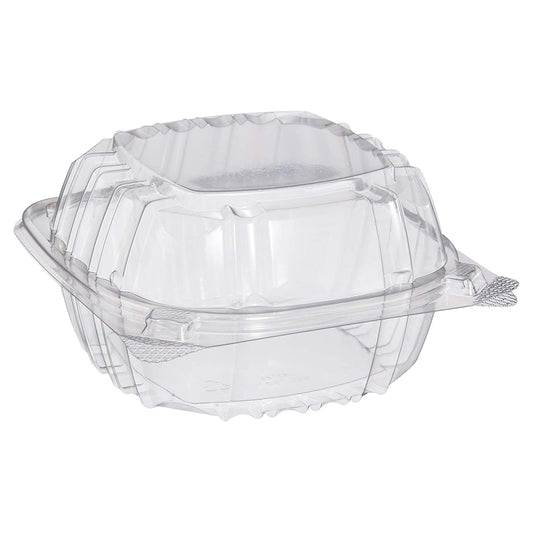 Clear Hinged Lid 6" Plastic Sandwich Containers (500 Pack) | Dart C57PST1 ClearSeal®