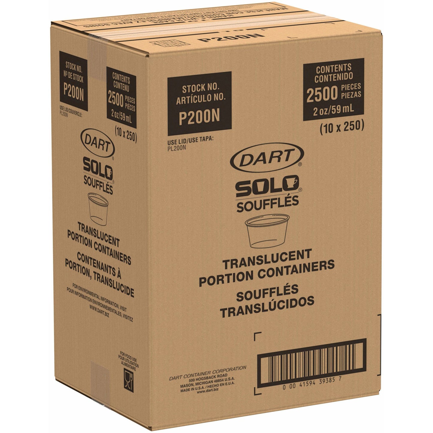 Translucent Portion Small Container Cups 2 oz 2500 Count | Dart Soufflés P200N