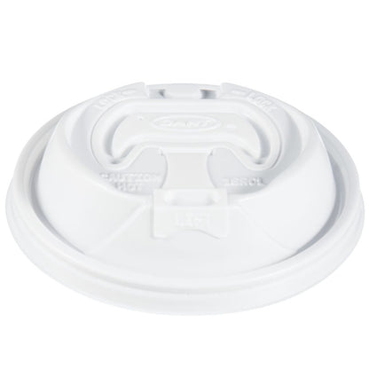 White Travel Lid with Reclosable Tab 12-24 oz (1000) | Dart 16RCL Optima®