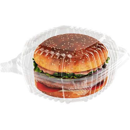 Plastic Salad Go Containers - 5" Clamshell Square (50 Pack) - Clear Hinged Take-Out Plastic Sandwich Boxes