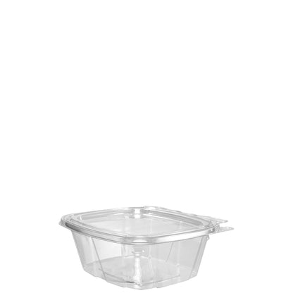 Clear Hinged Container with Flat Lid  16 oz Tamper-Resistant (Case of 200) | Dart CH16DEF