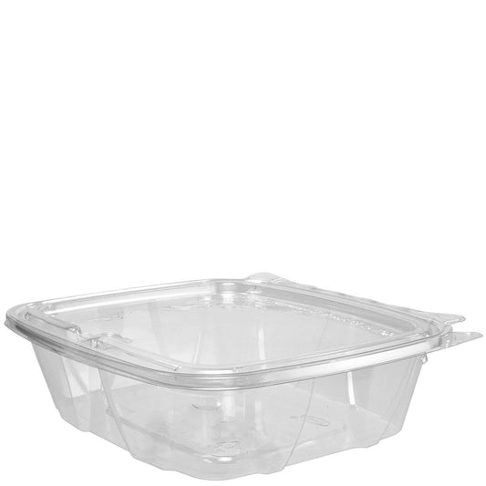 Clear Hinged Container with Flat Lid  24 oz Tamper-Resistant (Case of 200) | Dart CH24DEF