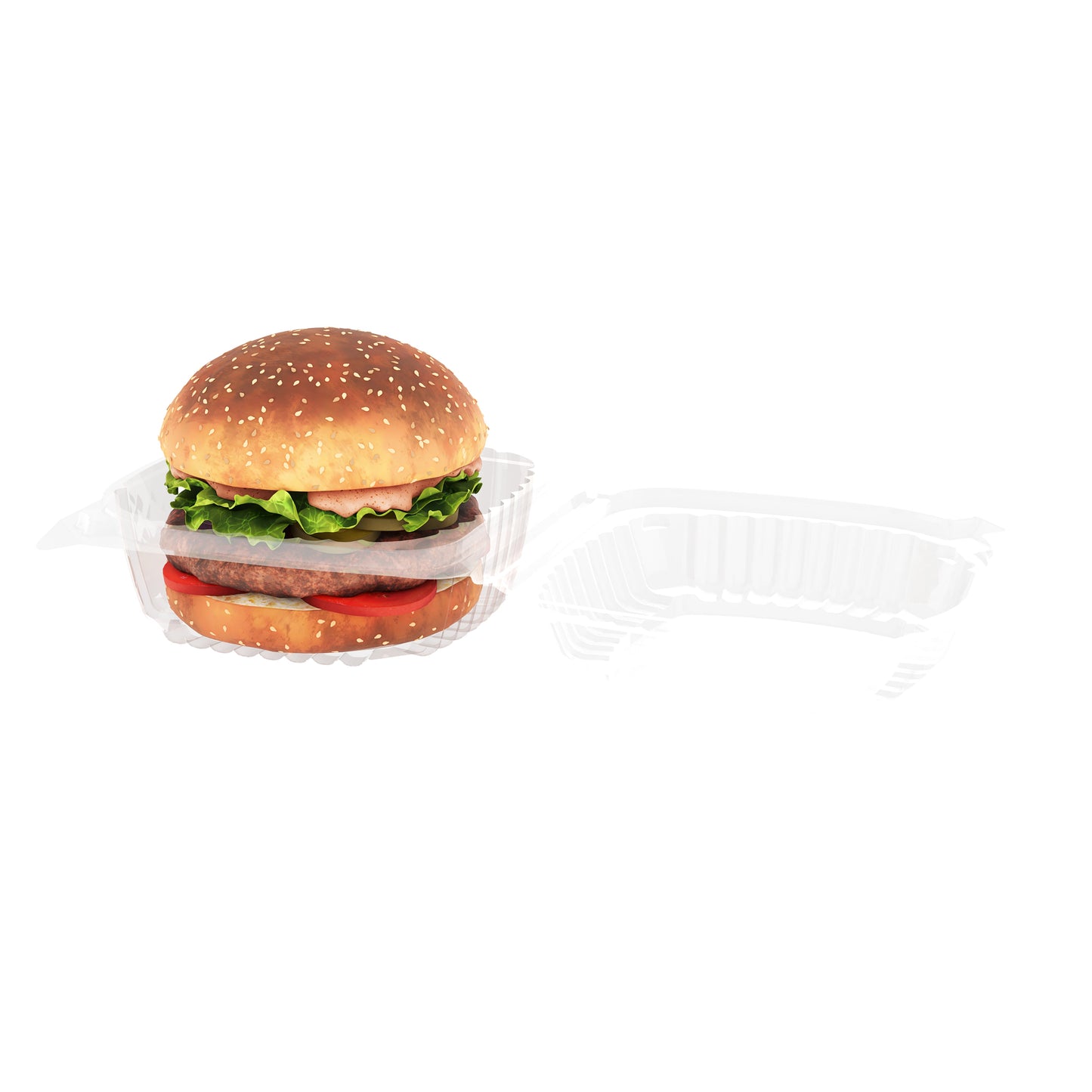 Plastic Salad Go Containers - 5" Clamshell Square (400 Pack) - Clear Hinged Take-Out Plastic Sandwich Boxes