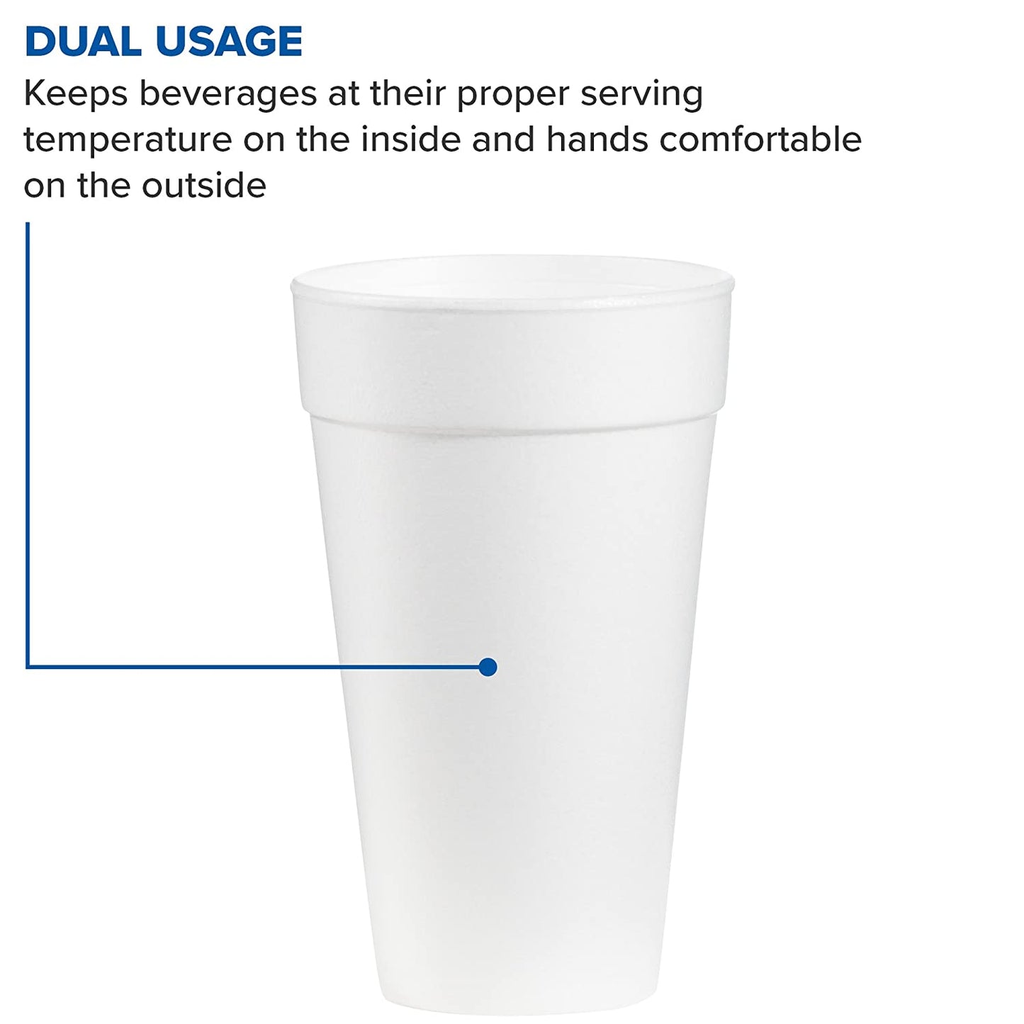 Dart 20J16 - 20 oz White Insulated Foam Cup - J Cup® Insulated Foam Cups -- (500)