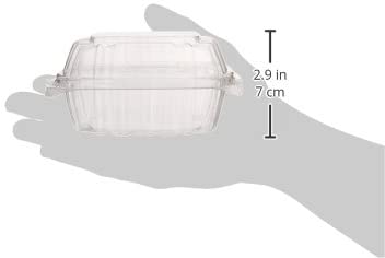 Plastic Salad Go Containers - 5" Clamshell Square (50 Pack) - Clear Hinged Take-Out Plastic Sandwich Boxes