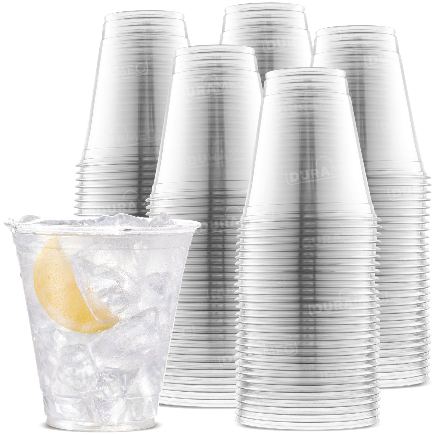 [100 Count 12 oz.] Plastic Cups - PET Plastic Cups 12 oz - 12oz Plastic Cups - Crystal Clear Cups Disposable Party Cups - Disposable Cups for Water, Beer, Booze, Smoothie - Large Cold Drink Clear Cups