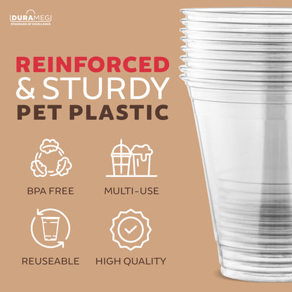 [100 Count 12 oz.] Plastic Cups with [Dome Lids] - PET Plastic Cups 12 oz - 12oz Plastic Cups - Crystal Clear Cups Disposable Party Cups - Disposable Cups for Water, Beer, Booze, Smoothie - Large Cold Drink Clear Cups