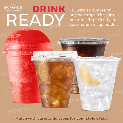 [100 Count 12 oz.] Plastic Cups - PET Plastic Cups 12 oz - 12oz Plastic Cups - Crystal Clear Cups Disposable Party Cups - Disposable Cups for Water, Beer, Booze, Smoothie - Large Cold Drink Clear Cups