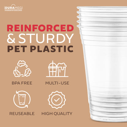 [100 Count 16 oz.] Plastic Cups - PET Plastic Cups 16 oz - 16oz Plastic Cups - Crystal Clear Cups Disposable Party Cups - Disposable Cups for Water, Beer, Booze, Smoothie - Large Cold Drink Clear Cups