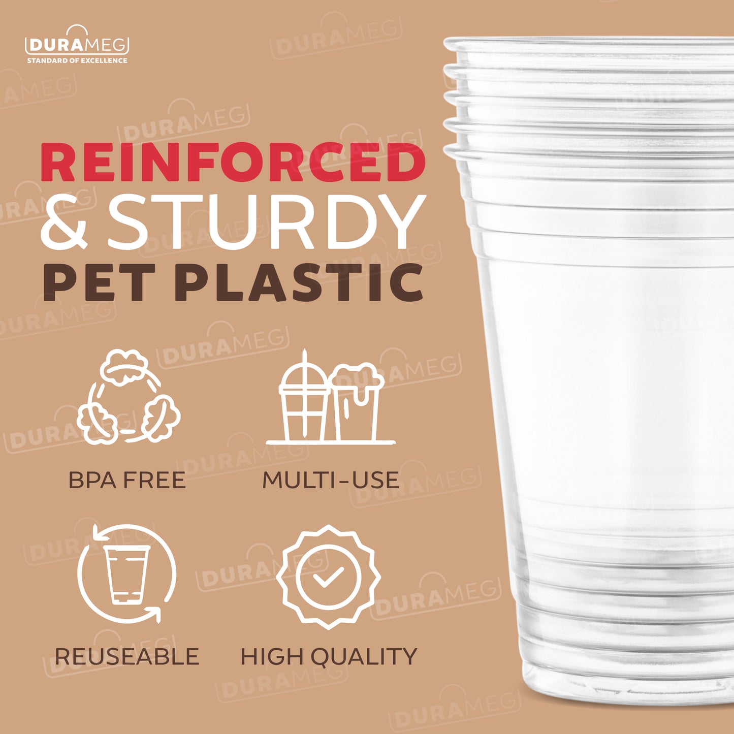 Large Party Plastic Cups [800 Count - 16 oz.] Crystal Clear PET Plastic Disposable Cups with [Straw-Slot Flat Lids]