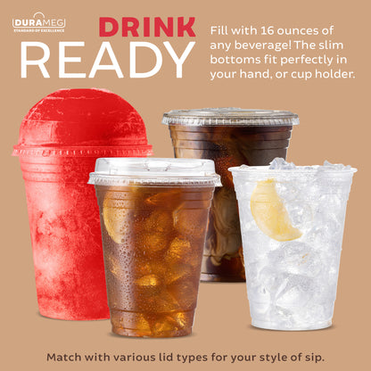 [100 Count 16 oz.] Plastic Cups - PET Plastic Cups 16 oz - 16oz Plastic Cups - Crystal Clear Cups Disposable Party Cups - Disposable Cups for Water, Beer, Booze, Smoothie - Large Cold Drink Clear Cups