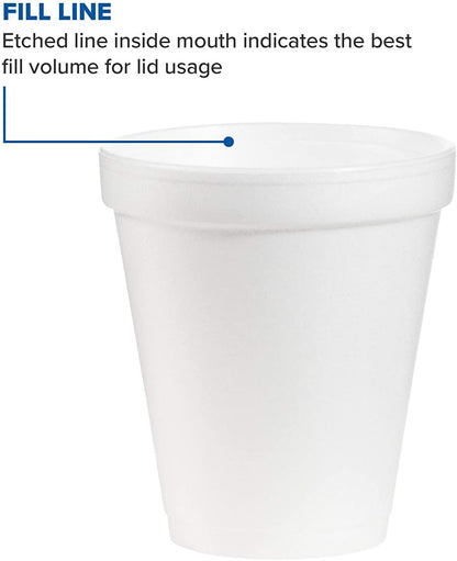 White Insulated Foam Cups 8 oz 1000 Count - Disposable J Cup® | Dart 8J8