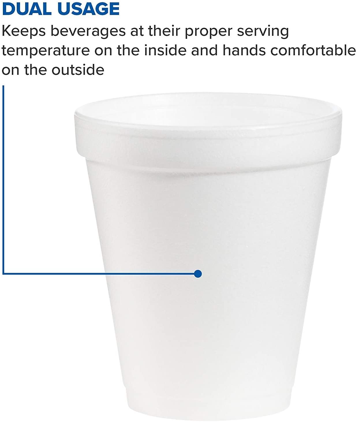 White Insulated Foam Cups 8 oz 1000 Count - Disposable J Cup® | Dart 8J8