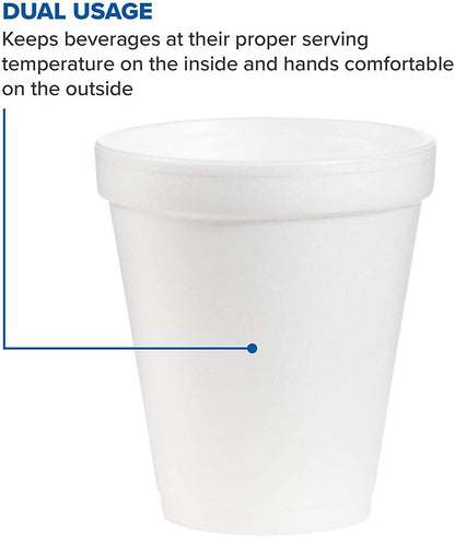 White Insulated Foam Cups 8 oz 1000 Count - Disposable J Cup® | Dart 8J8